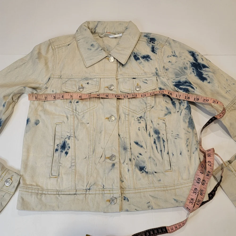 Free People Rumors Acid Wash Tie Dye Denim Trucker Jacket Size Small NWT!
